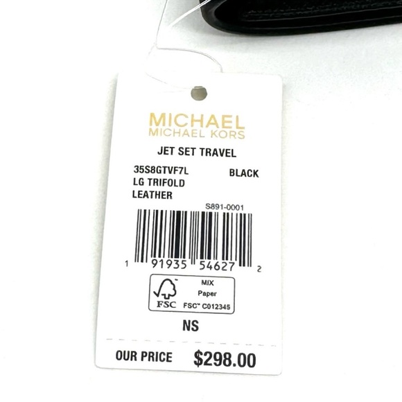 Michael Kors Large Trifold Wallet Black/Gold - Picture 8 of 8